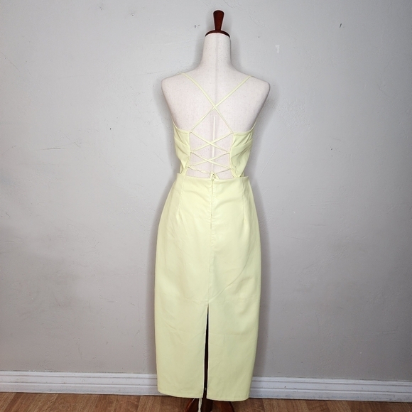 NWT Good American Vacay Lace-Up Faux Leather Sheath Dress In Key Lime SZ 3XL - Picture 7 of 13